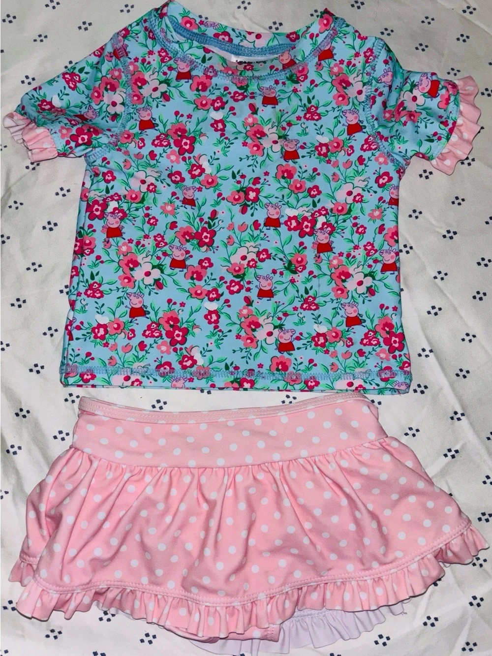 Ruffle Butts Pink & Aqua Floral Rashguard Set